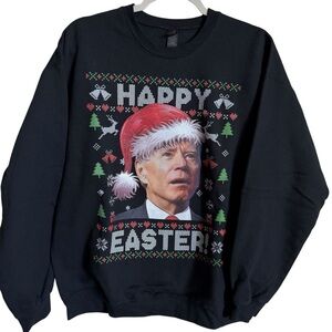 Santa Joe Biden Happy Easter Ugly Christmas Sweater Sweatshirt Men's Size Large